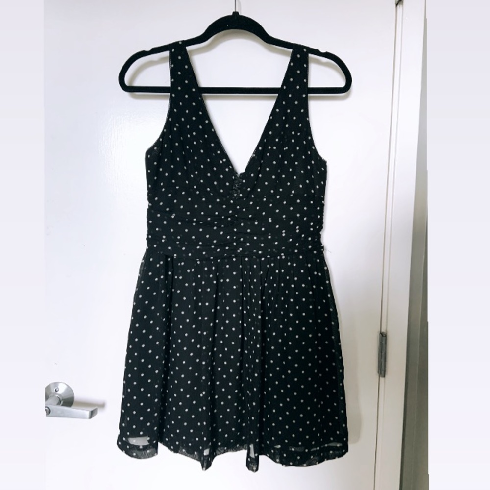 Black polka dot dress